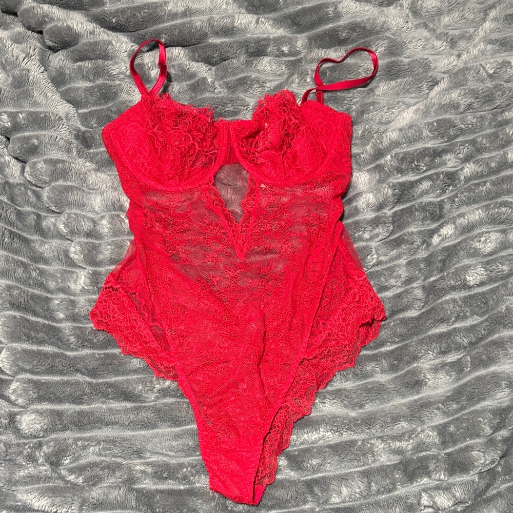 Victoria's Secret Red Lace Bodysuit